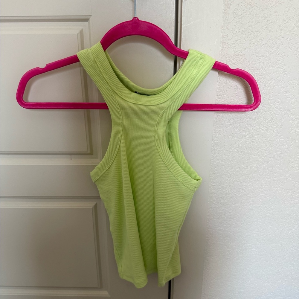 Zara Neon Green Ribbed Tank Top